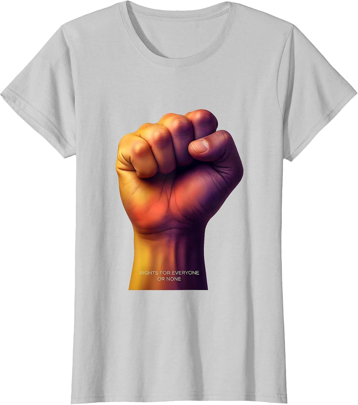 Rights for Everyone or None Political Liberal Design T-Shirt - Silver Grey