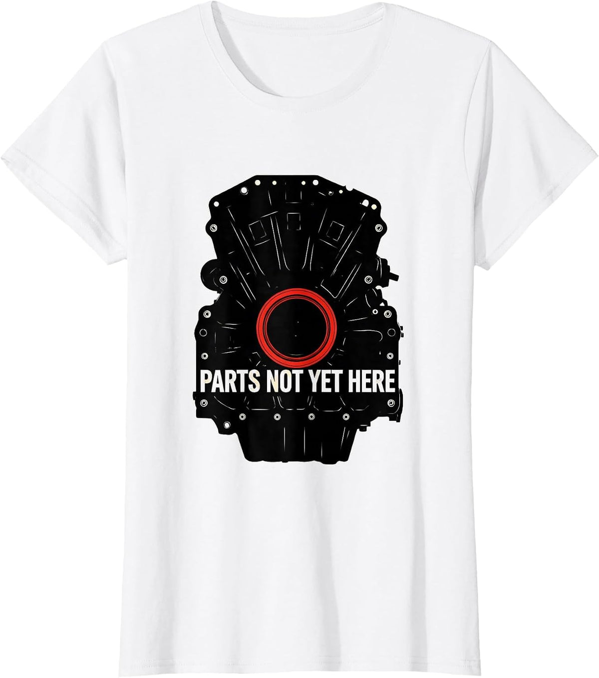 Parts Not Yet Here Funny Mechanic Skeleton Auto Repair T-Shirt - White