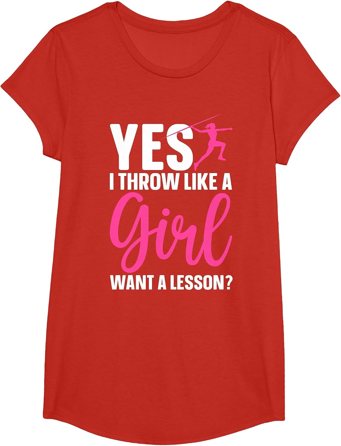 Funny Javelin Throwing Art for Girls Women Javelin Lover T-Shirt - Girls Red