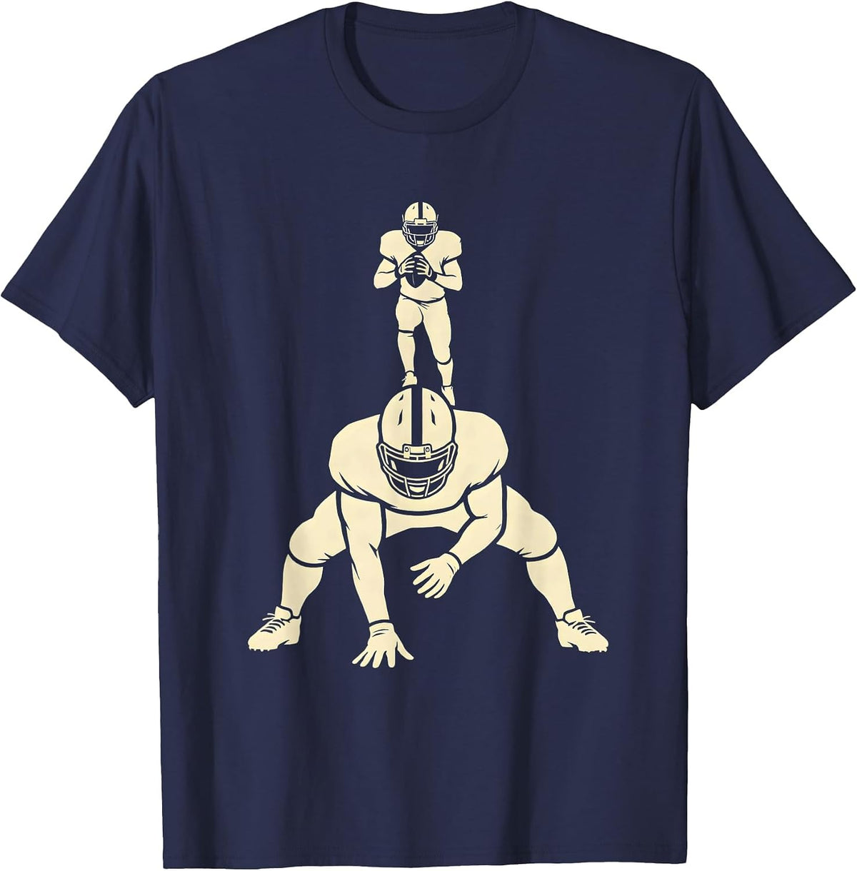 Men's Lineman Silhouette Football Fan Humor T-Shirt - Navy Blue