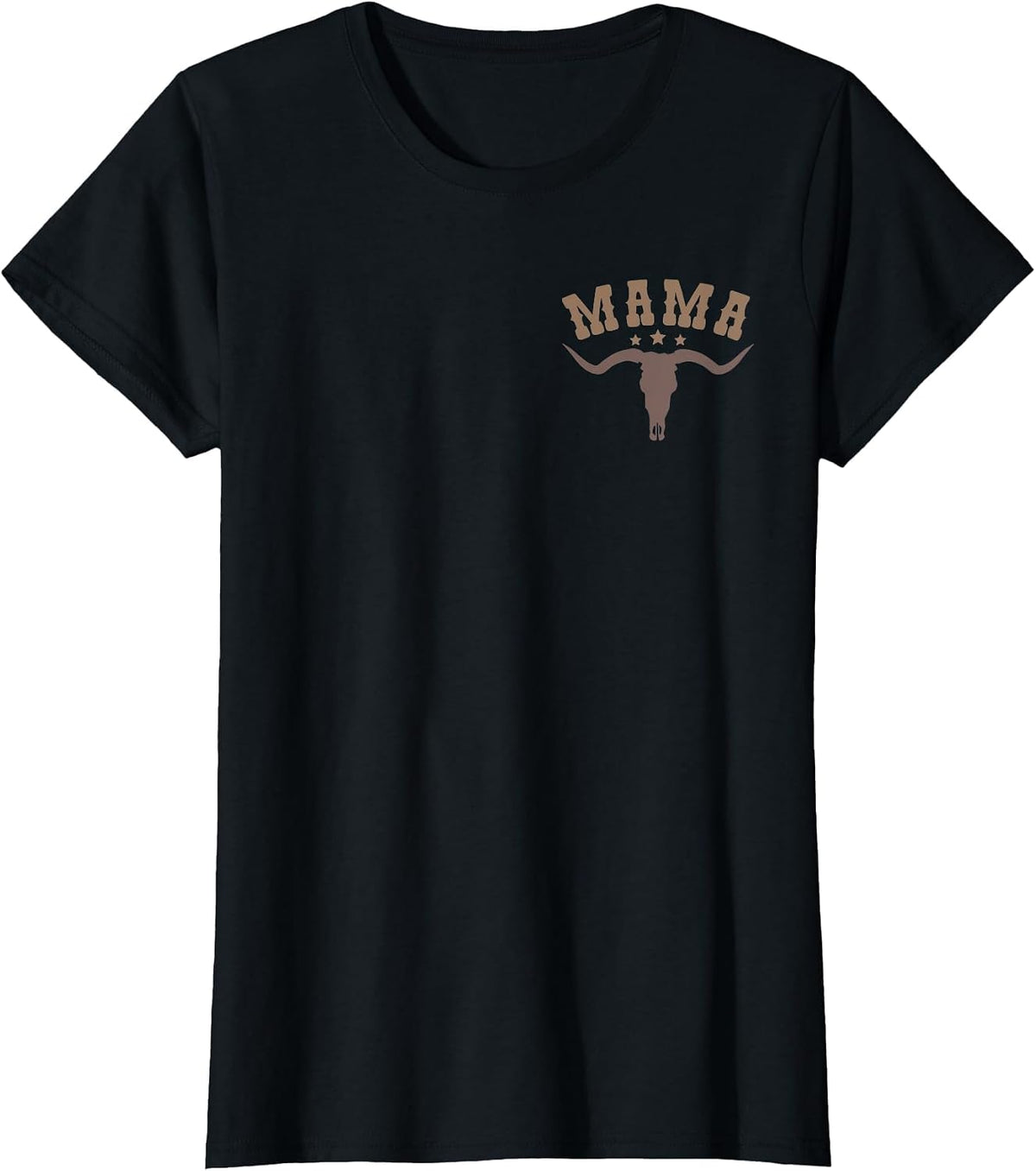 Mama Skull Highland Cow Boy Western Rodeo Family Matching T-Shirt, Women, Black, X-Small - As Pictured