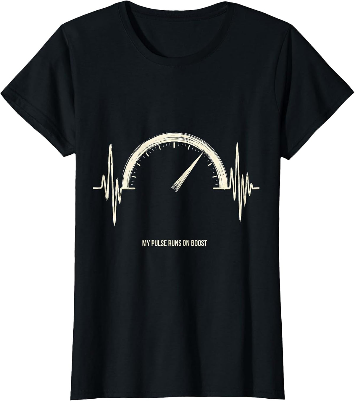 My Pulse Runs On Boost Monochromatic Car Enthusiast Auto T-Shirt - Black