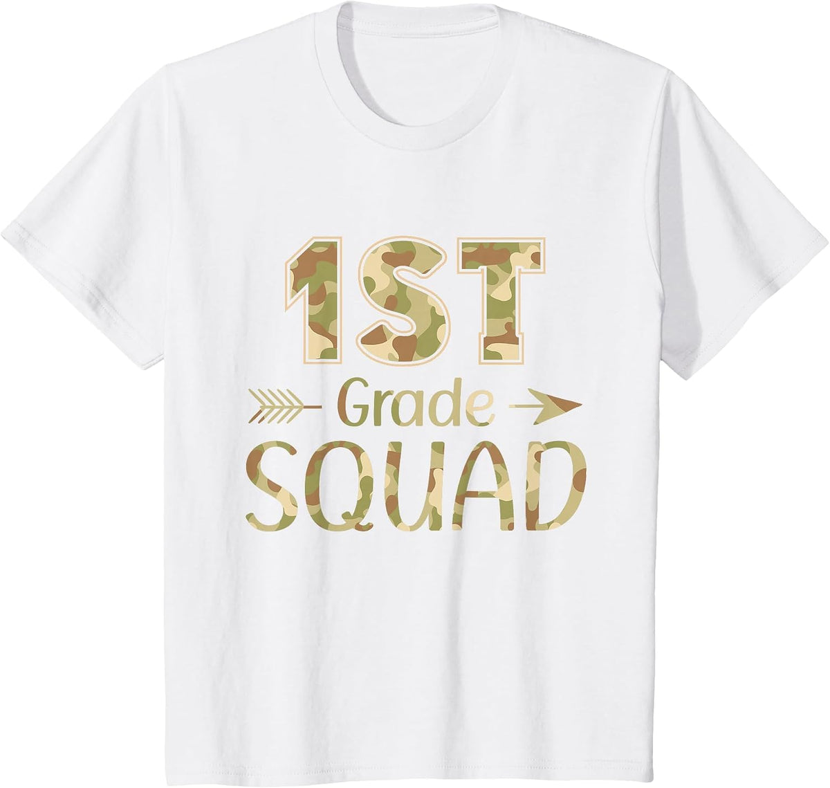 1st Grade Squad Teacher & Student Camo Back to School T-Shirt - White