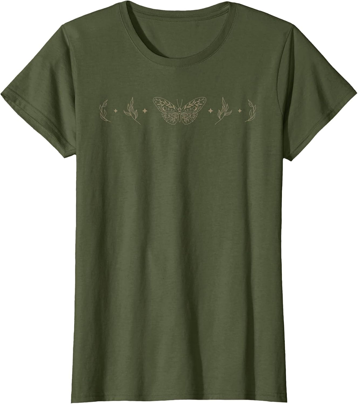 Aesthetic Y2k Fairy Alternative Clothing Goth Butterfly T-Shirt - Olive Green