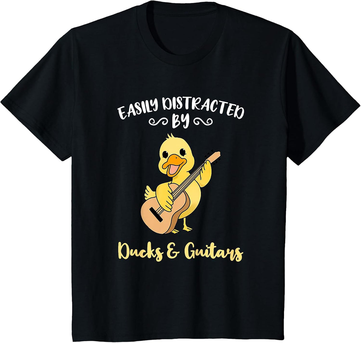 Easily Distracted By Ducks and Guitars T-Shirt - Black