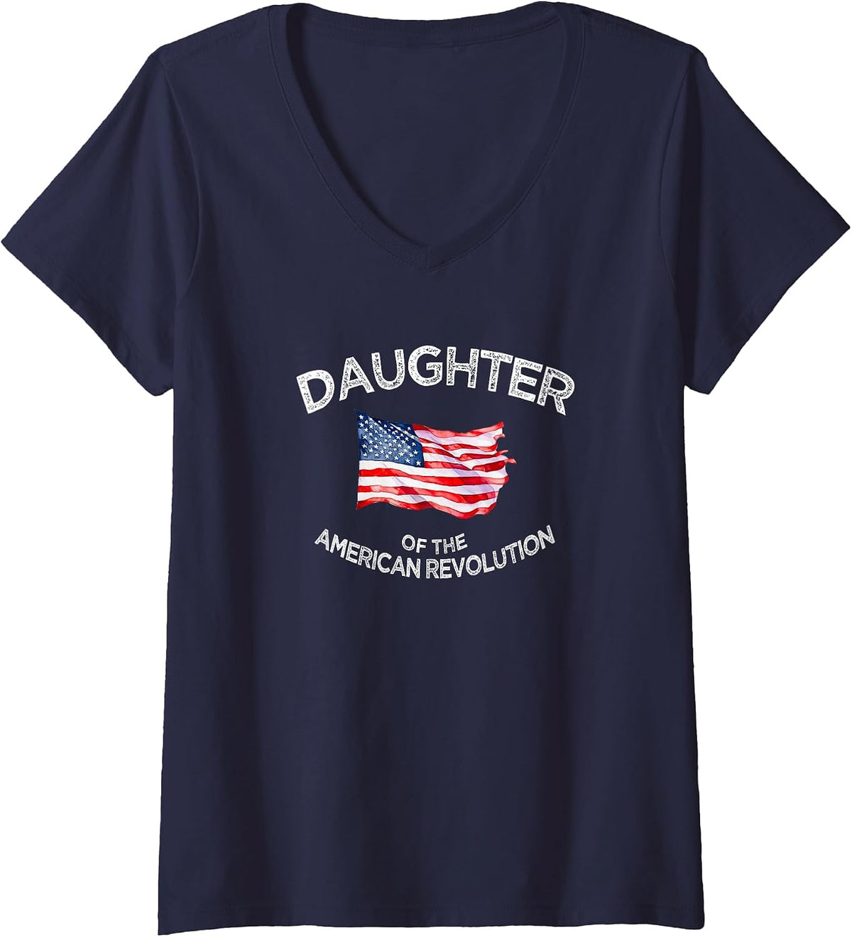 Women's Daughter of American Revolution DAR Star Historic USA V-Neck T-Shirt - Navy Blue