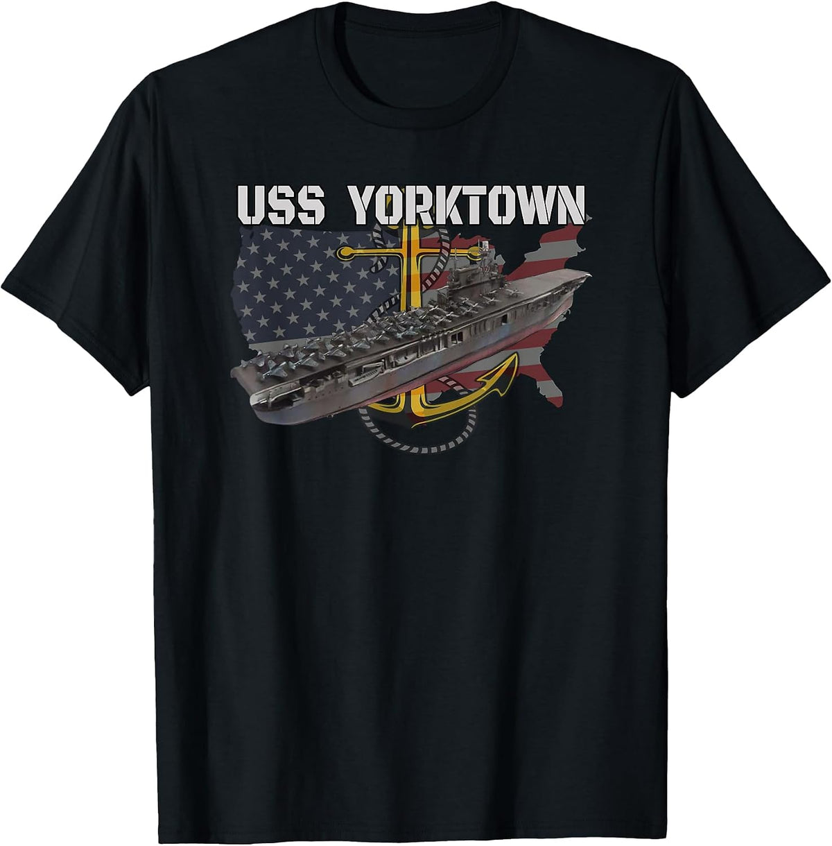 Aircraft Carrier USS Yorktown CV-5 Veterans Day Sailor T-Shirt - Black