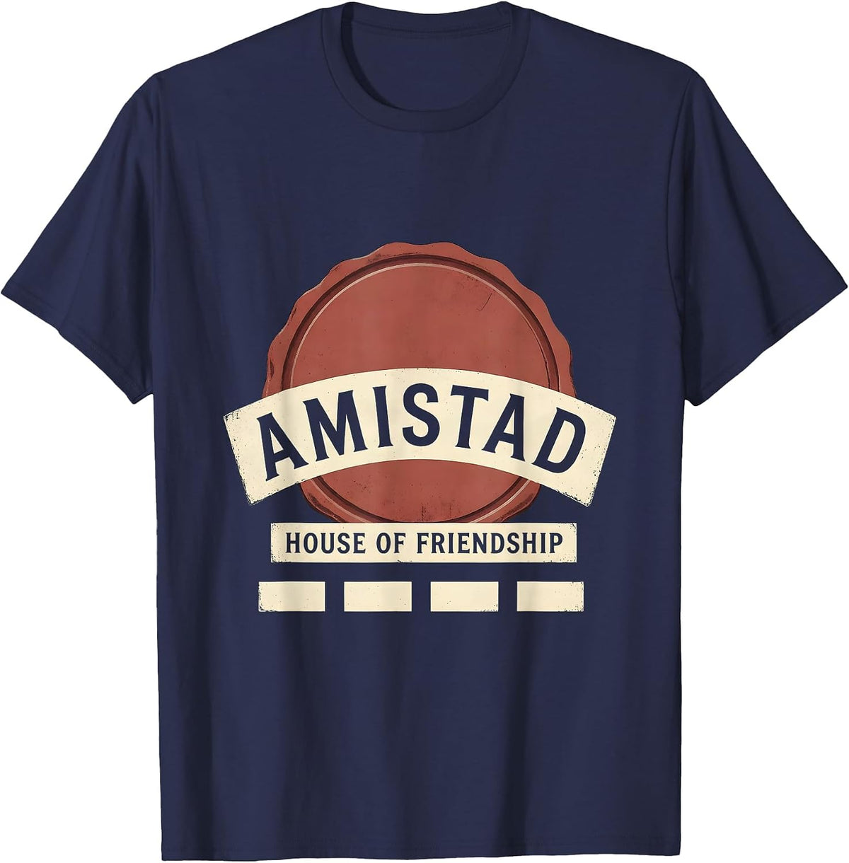 Men's Amistad House of Friendship Vintage Teachers Students School T-Shirt - Navy Blue