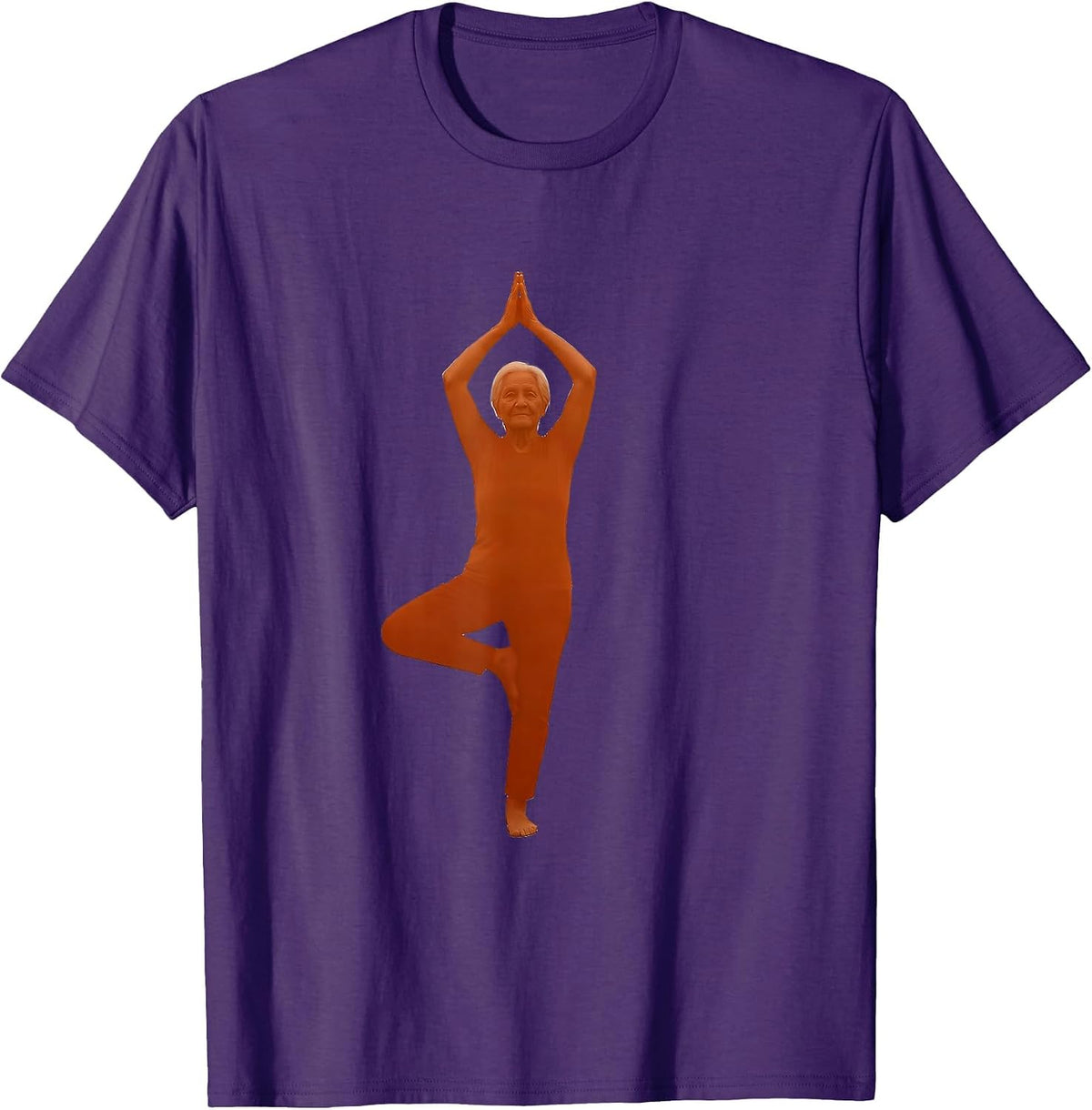 Men's Senior Yoga Balance Pose Fall Prevention Art T-Shirt - Purple