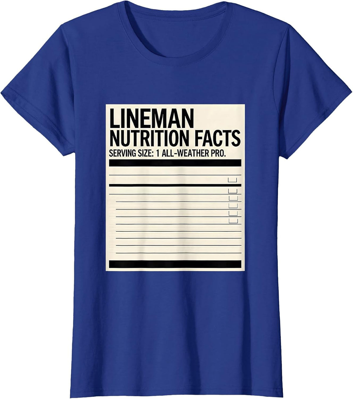Women's Lineman Nutrition Facts T-Shirt - Royal Blue