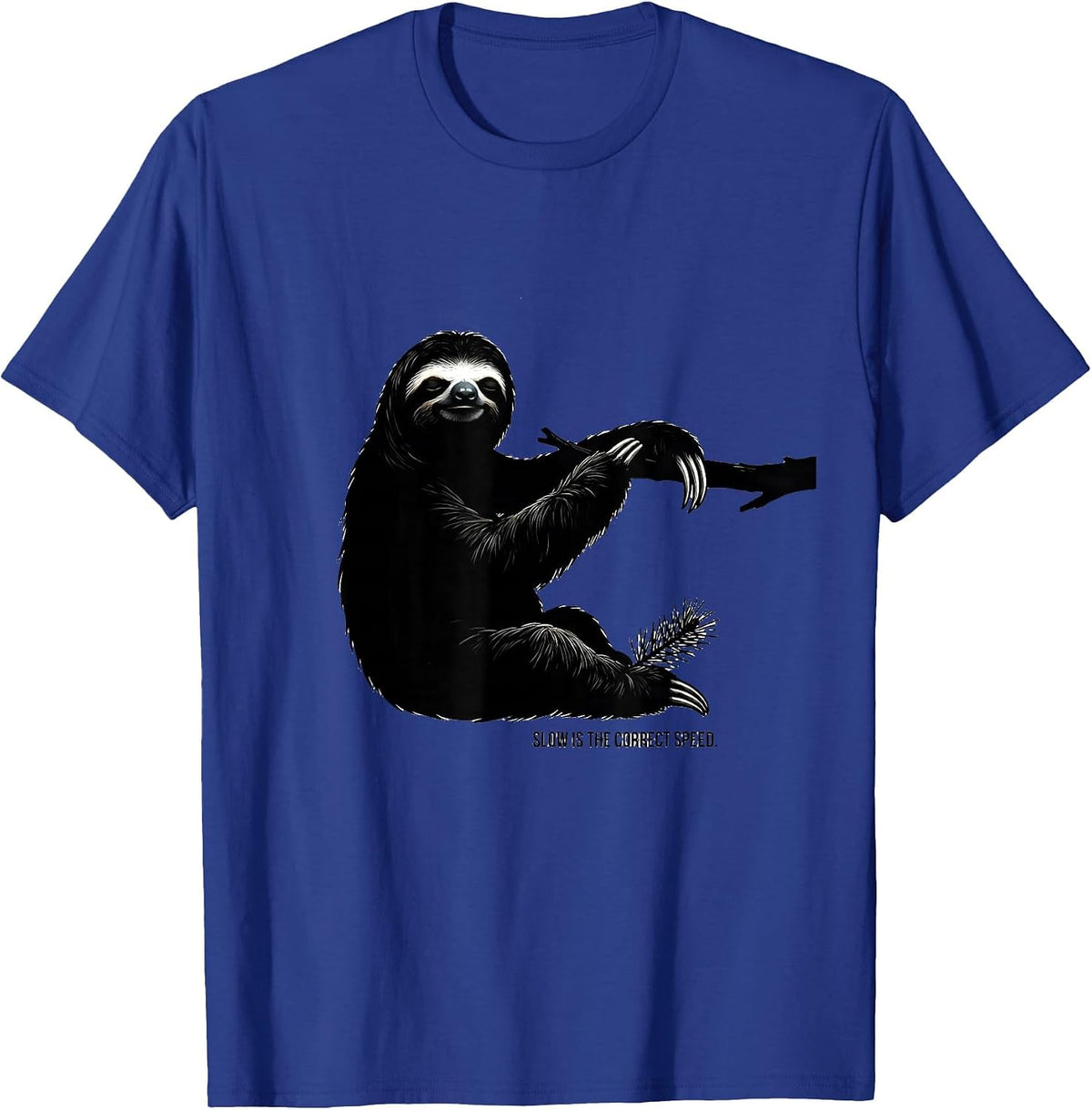 Men's Slow Is The Correct Speed Funny Sloth Lover Ugly Christmas T-Shirt - Royal Blue