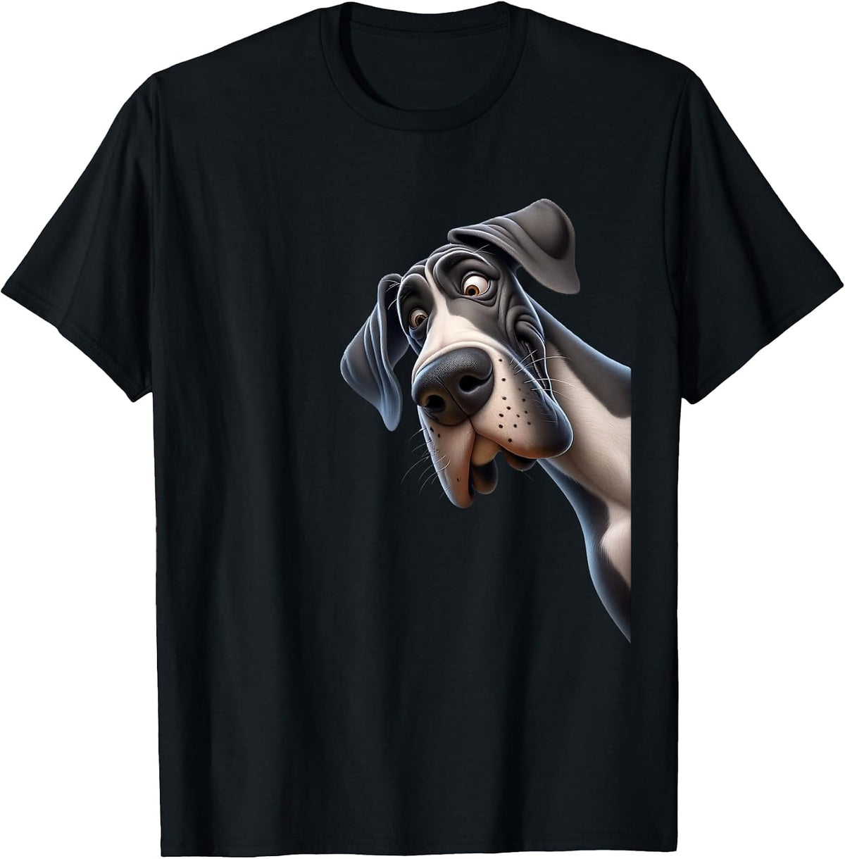 Goofy Giant Adorable Large Gentle Dog Lover Great Dane T-Shirt - Black