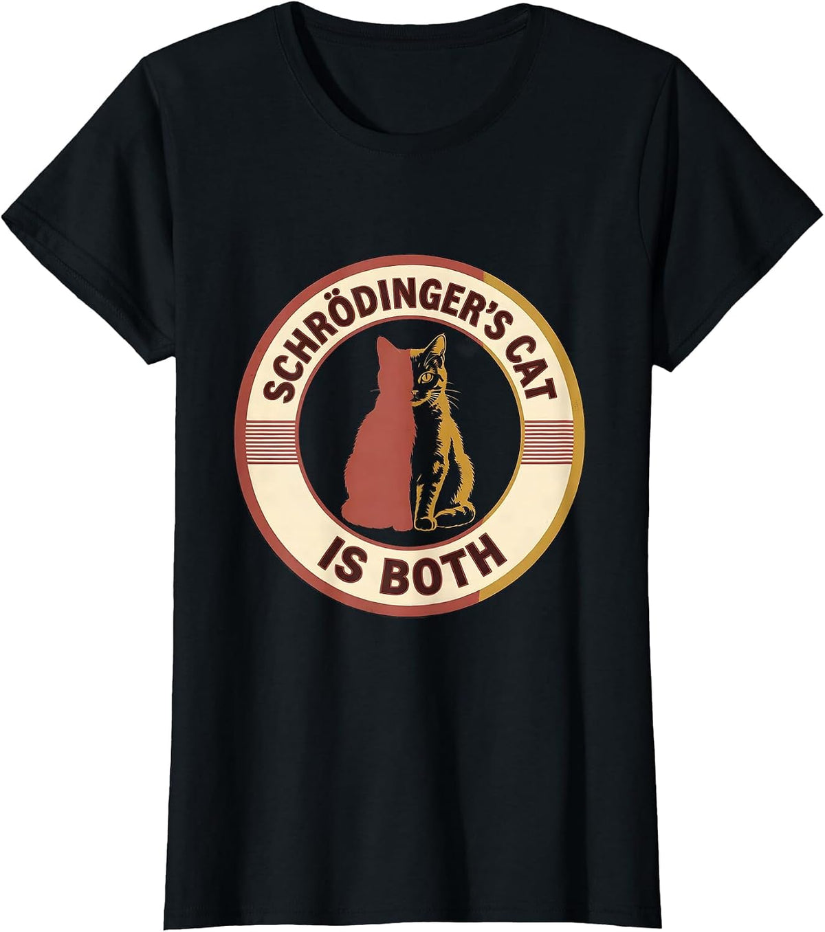 Schrödinger's Cat Is Both Funny Science Geek Humor T-Shirt - Black