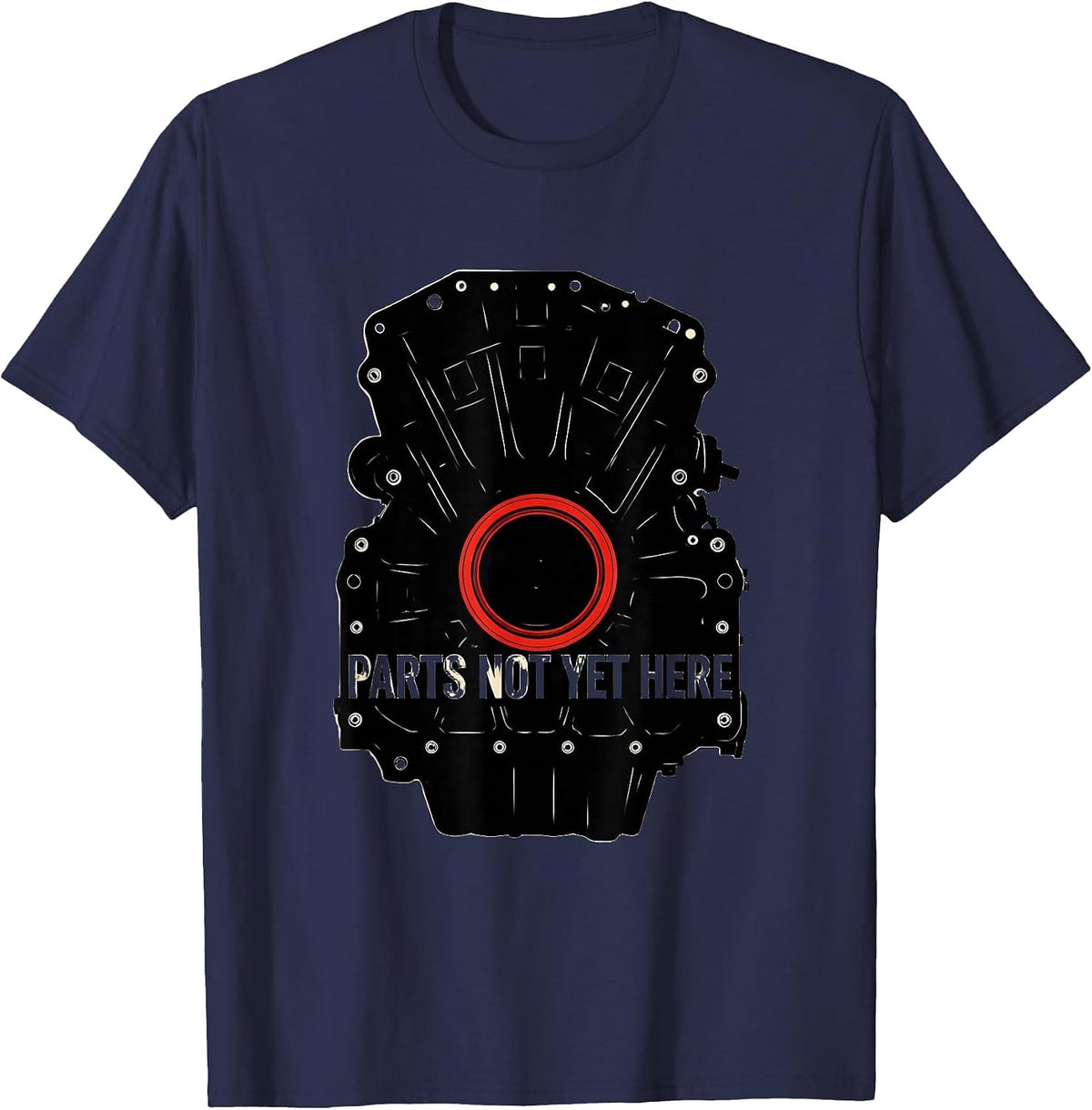 Parts Not Yet Here Funny Mechanic Skeleton Auto Repair T-Shirt - Navy Blue