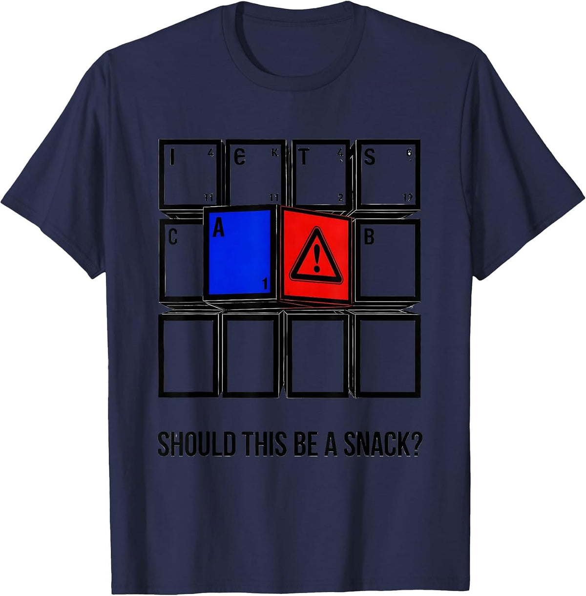 Men's Should This Be A Snack? Funny Periodic Table Science Teacher T-Shirt - Navy Blue