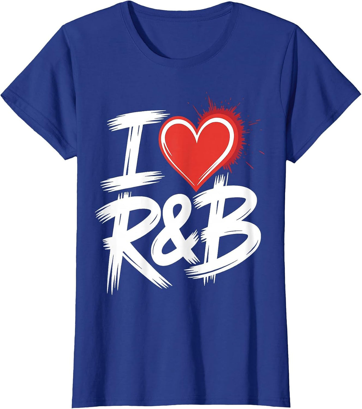 I Love R&B Bold Grunge Heart T-Shirt - Royal Blue