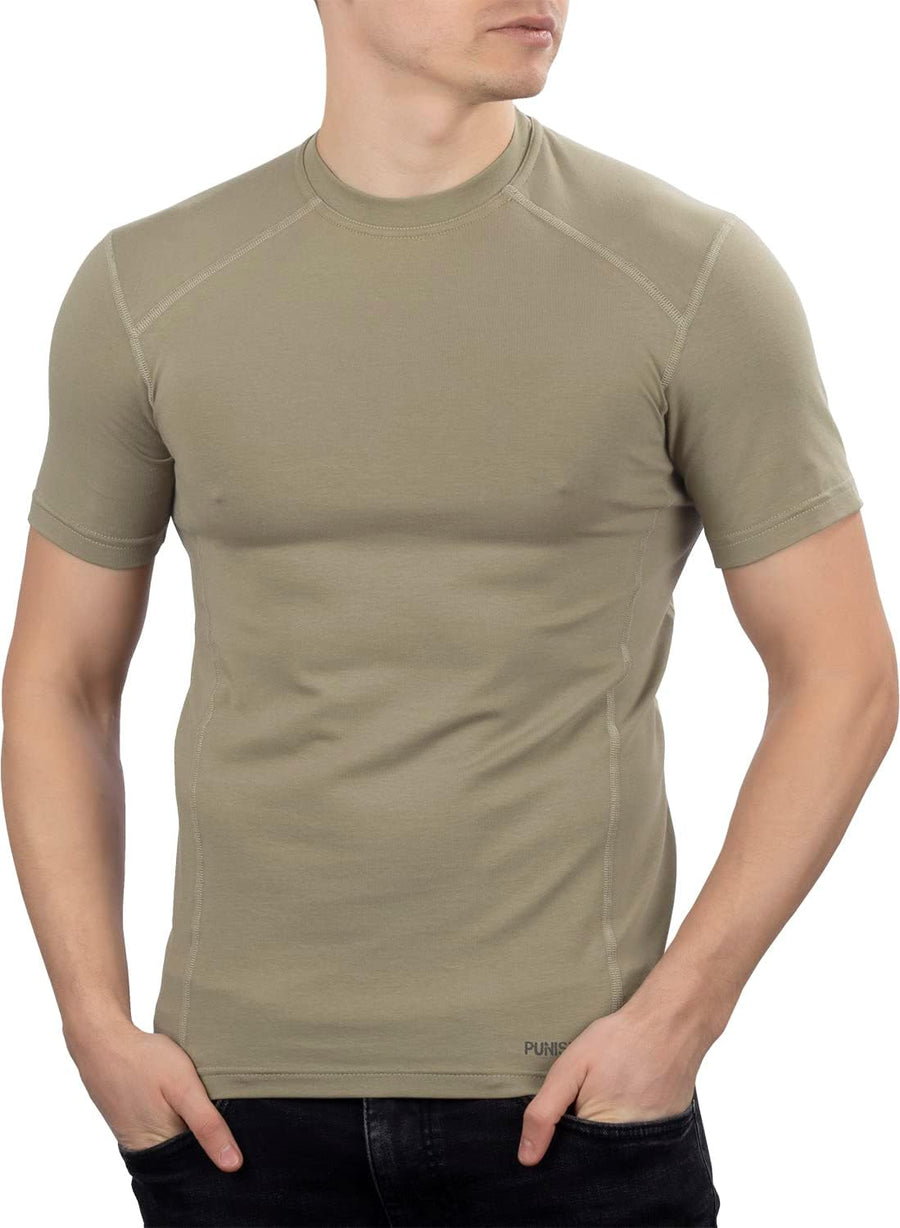 281Z Military Stretch Cotton Underwear T-Shirt - Tactical Hiking Outdoor - Punisher Combat Line - Tan
