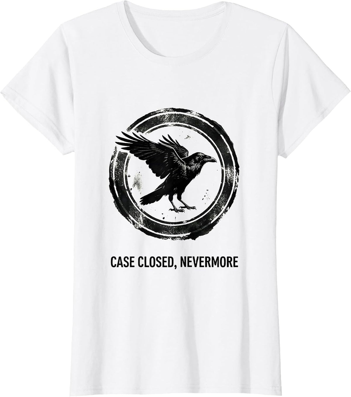 Case Closed Nevermore Gothic Edgar Allan Poe Raven Stamp T-Shirt - White