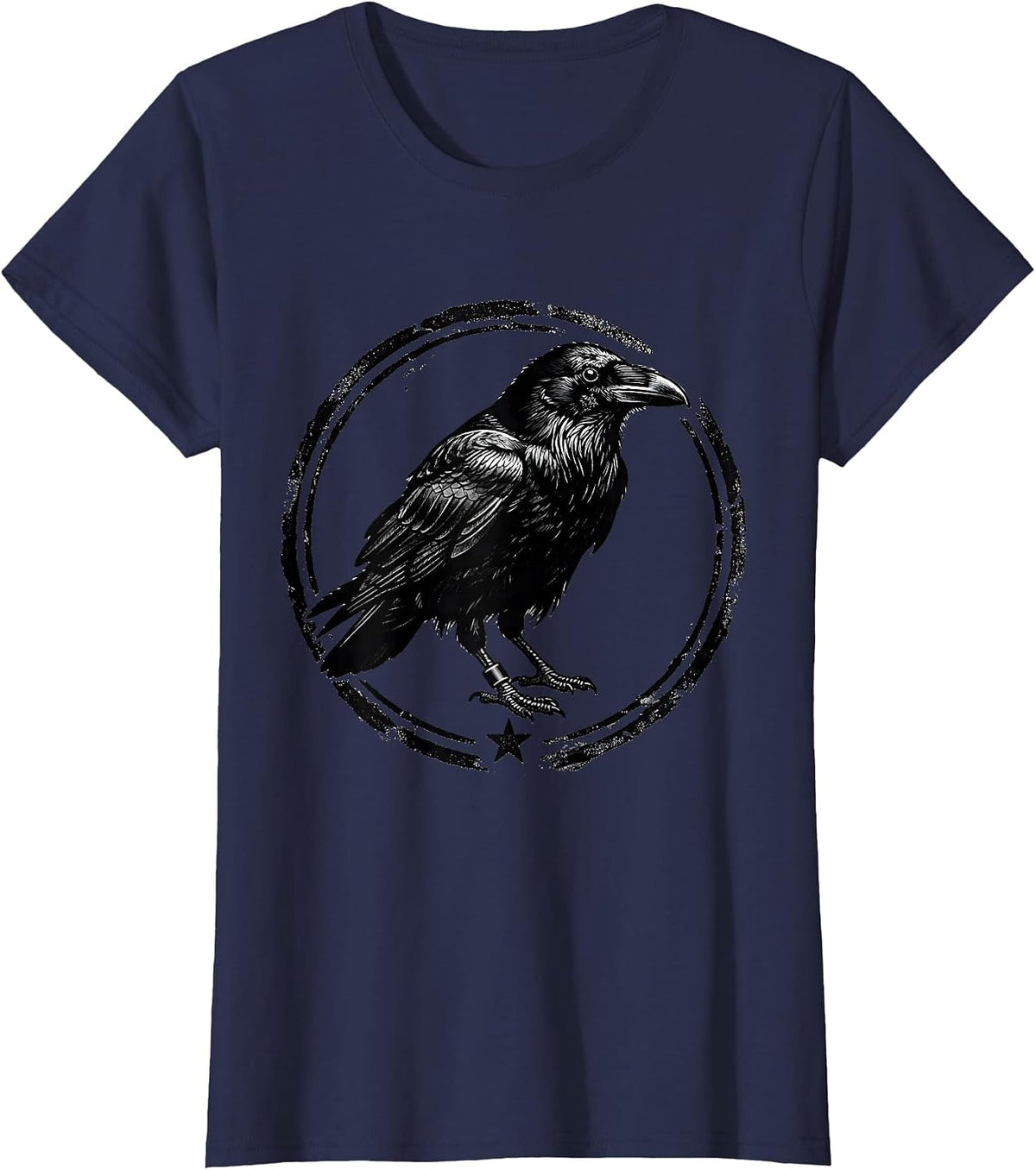 Women's Raven Crow Dark Humor Gothic Bird Lover T-Shirt - Navy Blue