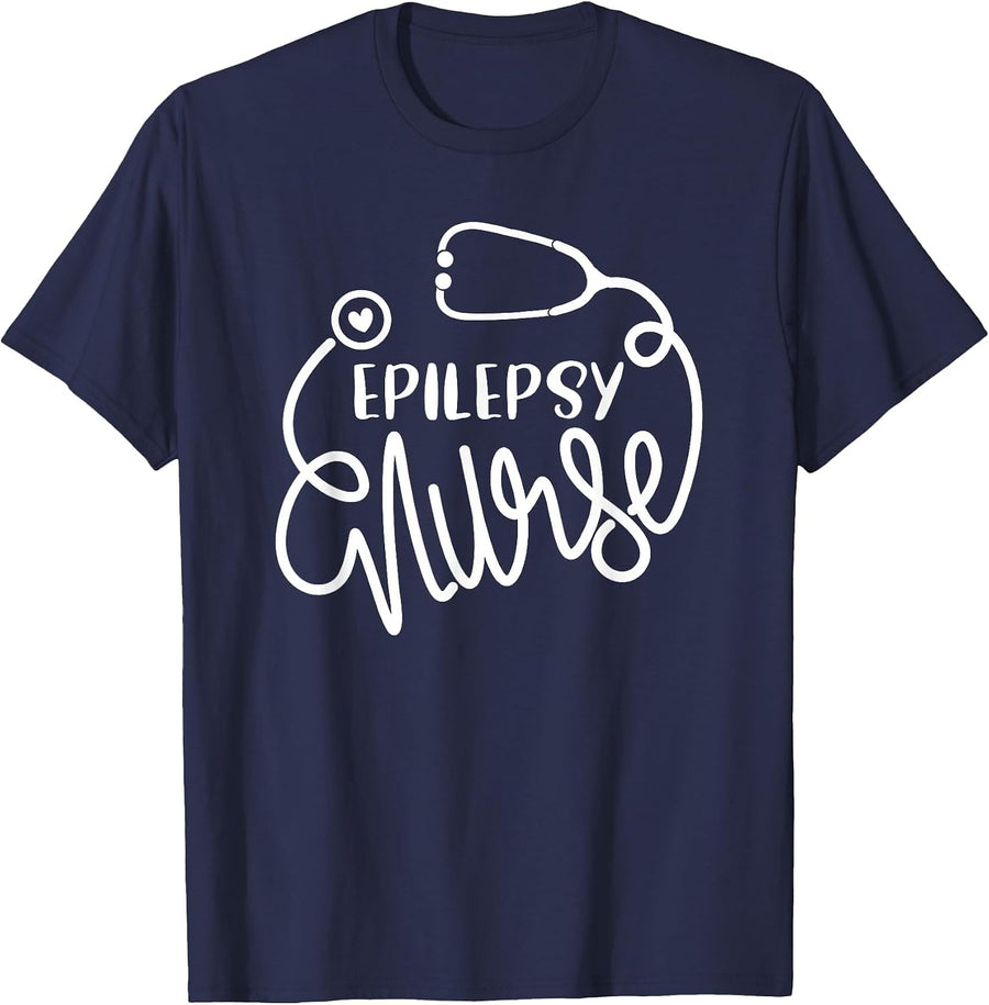 Epilepsy Nurse Cute Seizure Disorder Nursing Department RN T-Shirt - Navy Blue