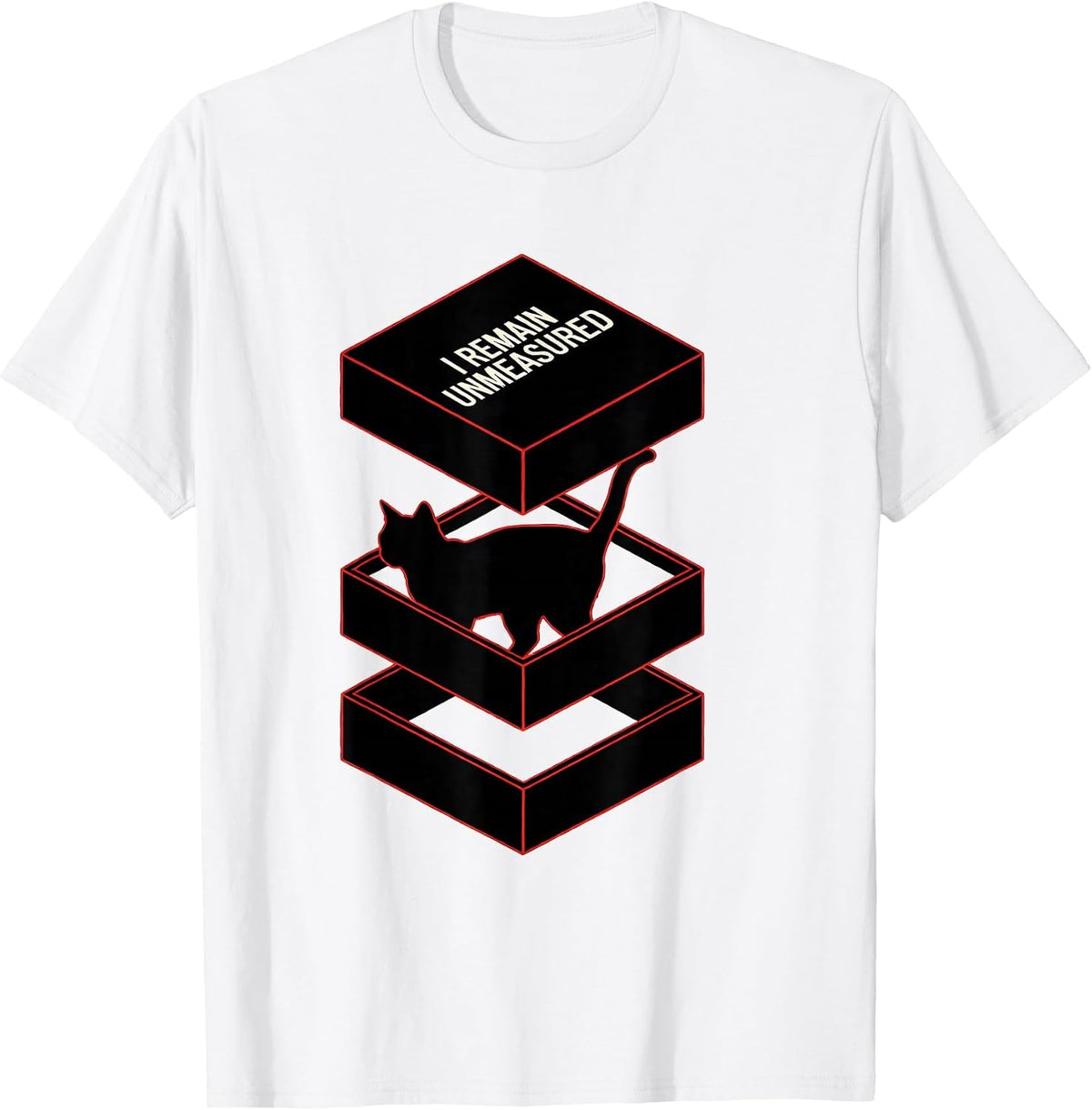 Men's I Remain Unmeasured Funny Quantum Physics Science Geek T-Shirt - White