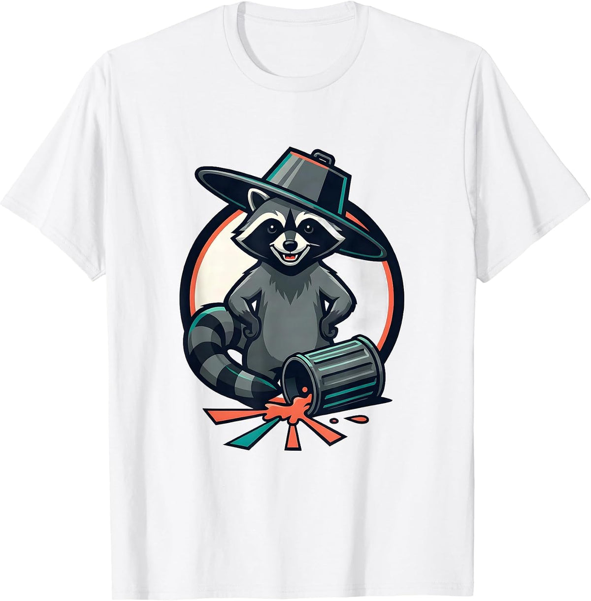 Men's Sealed Raccoon Badge Trashed Panda Funny Gag Gift T-Shirt - White