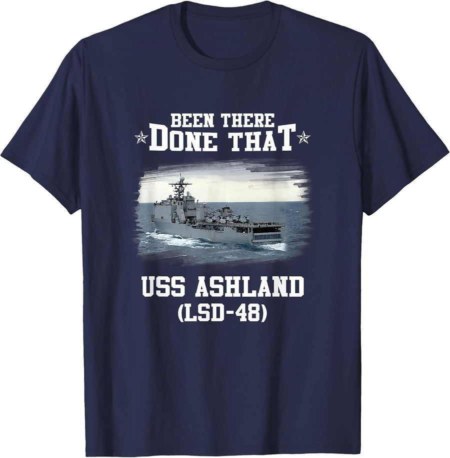 USS Ashland LSD-48 Veterans Day Father Day T-Shirt - Navy Blue