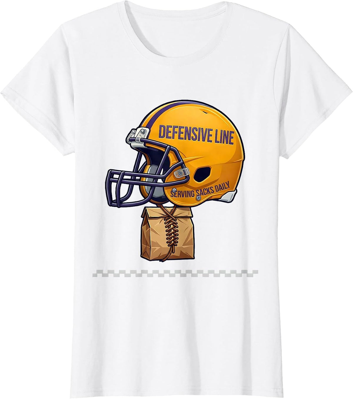 Women's Defensive Line Serving Sacks Daily Funny Football Lineman T-Shirt - White