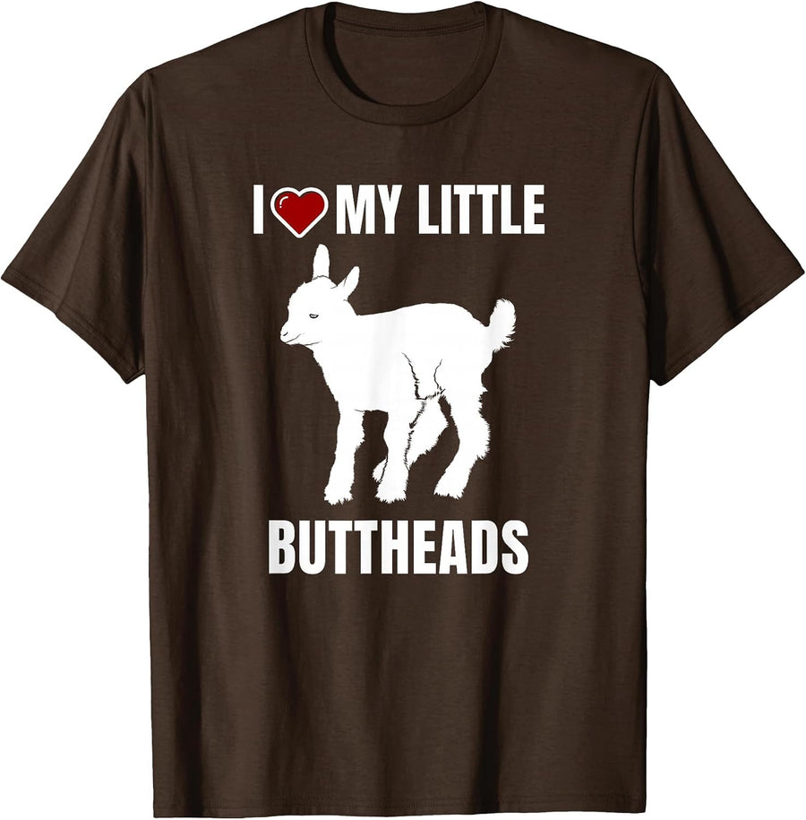 I Heart My Little Buttheads Kid Goat Lovers Shirt T-Shirt - Brown