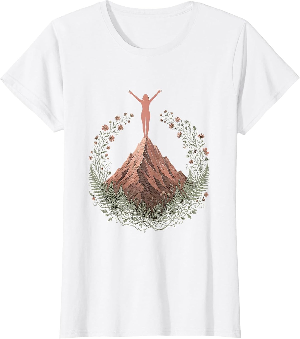 Solo Summit Climber Mountain Peak Illustration T-Shirt - White