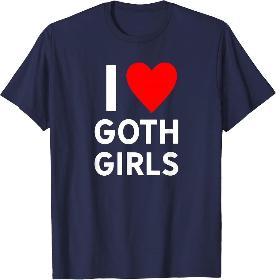 Love Goth Girls Heart Trendy Egirl Eboy GF Aesthetic Vibe T-Shirt - Navy Blue