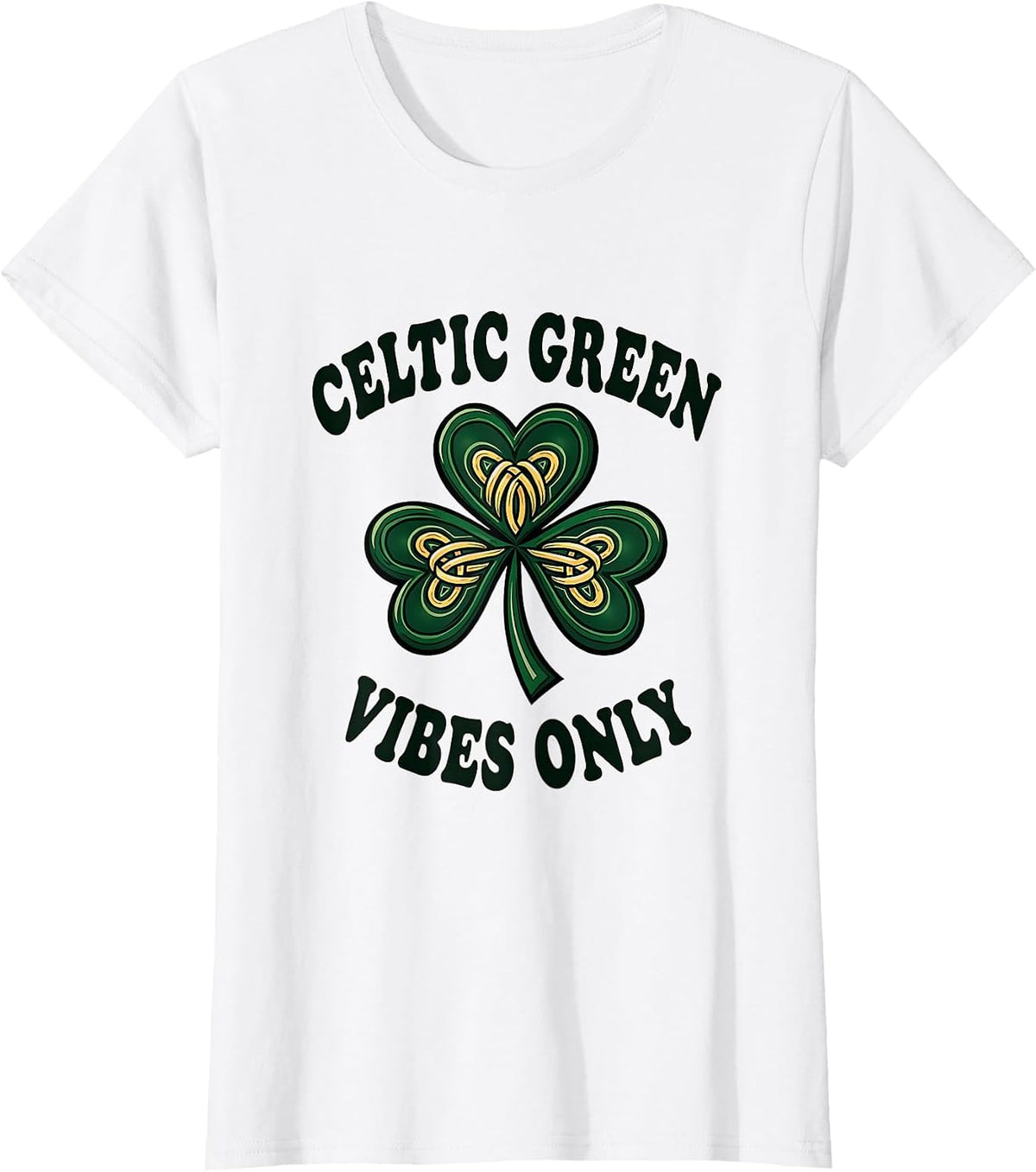 Celtic Green Vibes Only St Patrick's Day T-Shirt - White