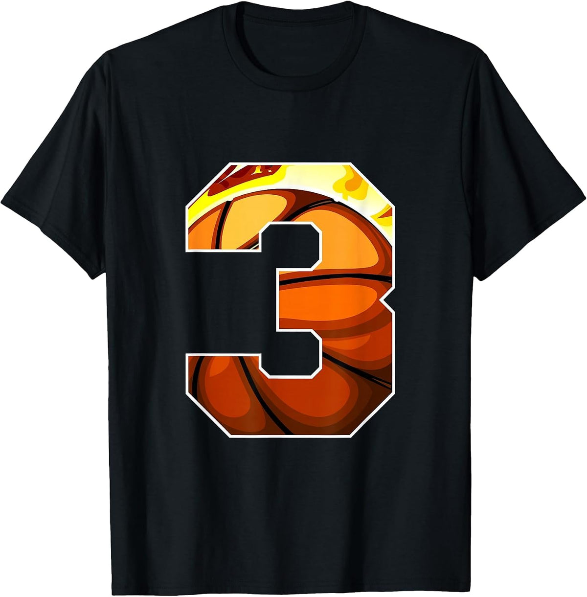 Boys Personalized Custom Number 3 Basketball T-Shirt - Black
