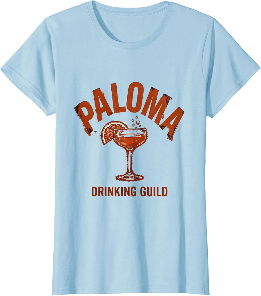 Women's Paloma Drinking Guild Rubber Stamp Drinking Humor Party Gift T-Shirt - Baby Blue