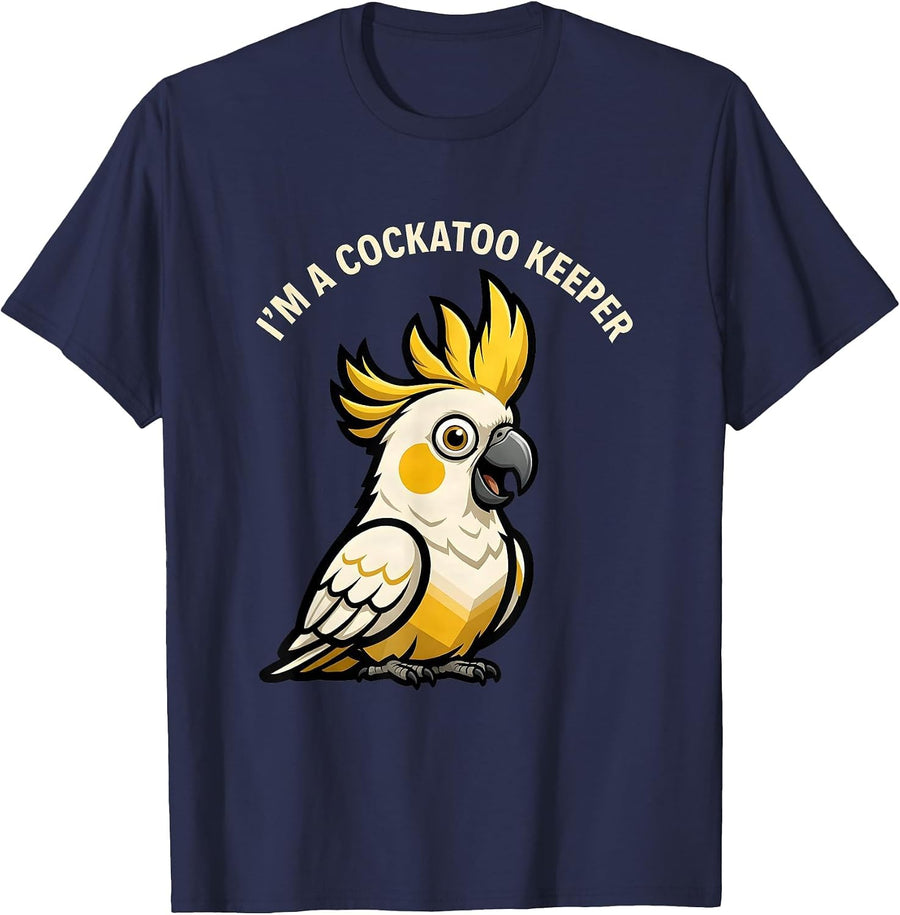 I'm A Cockatoo Keeper Funny Bird Owner Mascot Logo T-Shirt - Navy Blue