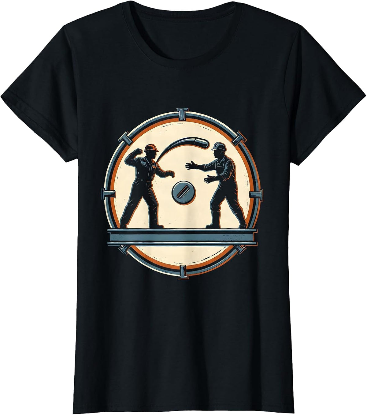 Labor Day Rivet Catch Graphic Tee T-Shirt - Black
