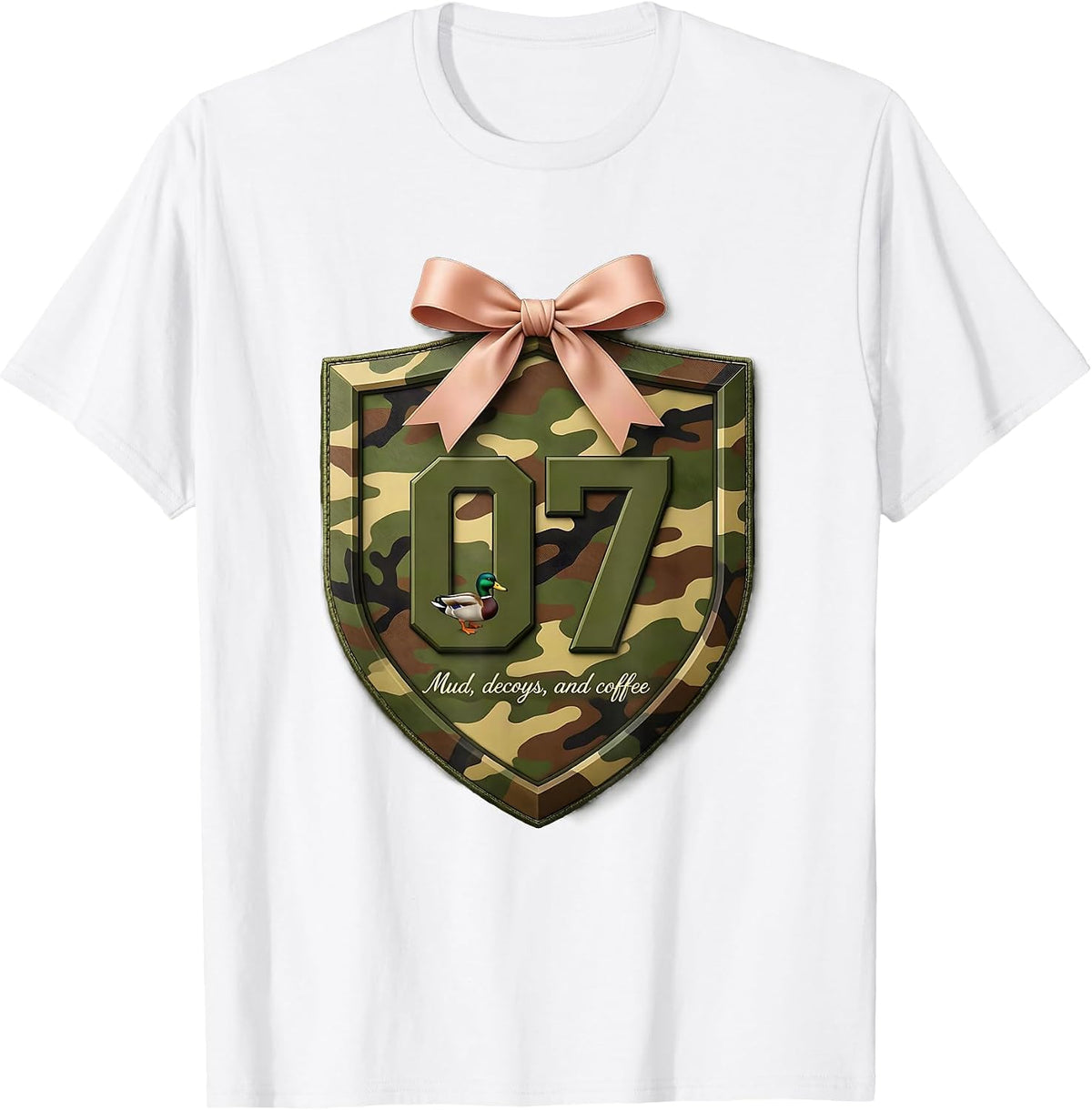 Men's Mud Decoys and Coffee Duck Camo Design T-Shirt - White