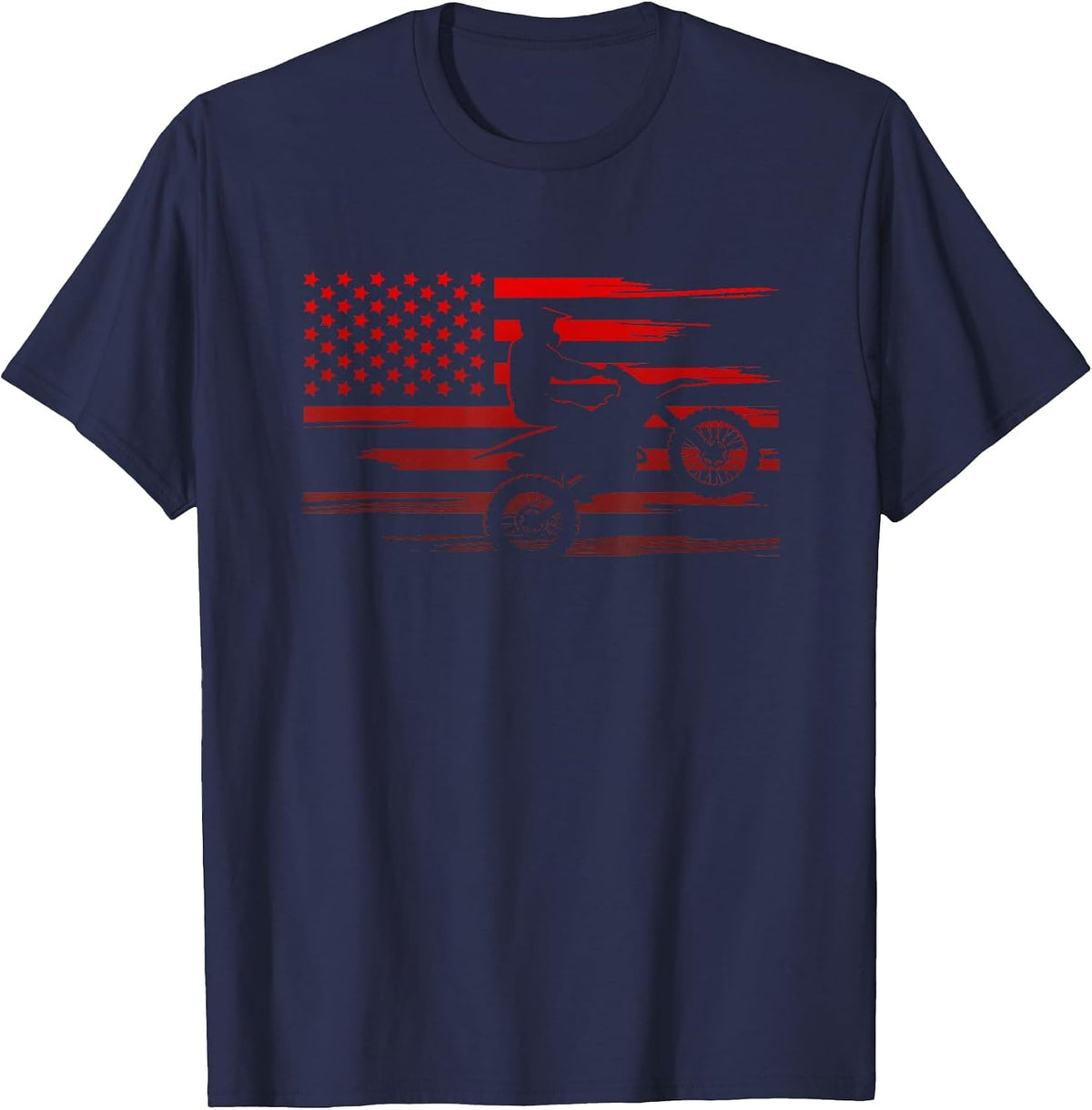 American Flag Dirt Bike Apparel - Dirt Bike Motocross T-Shirt - Navy Blue