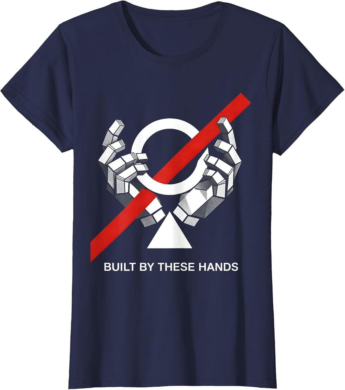 Women's Built By These Hands Blue Collar Worker Design T-Shirt - Navy Blue