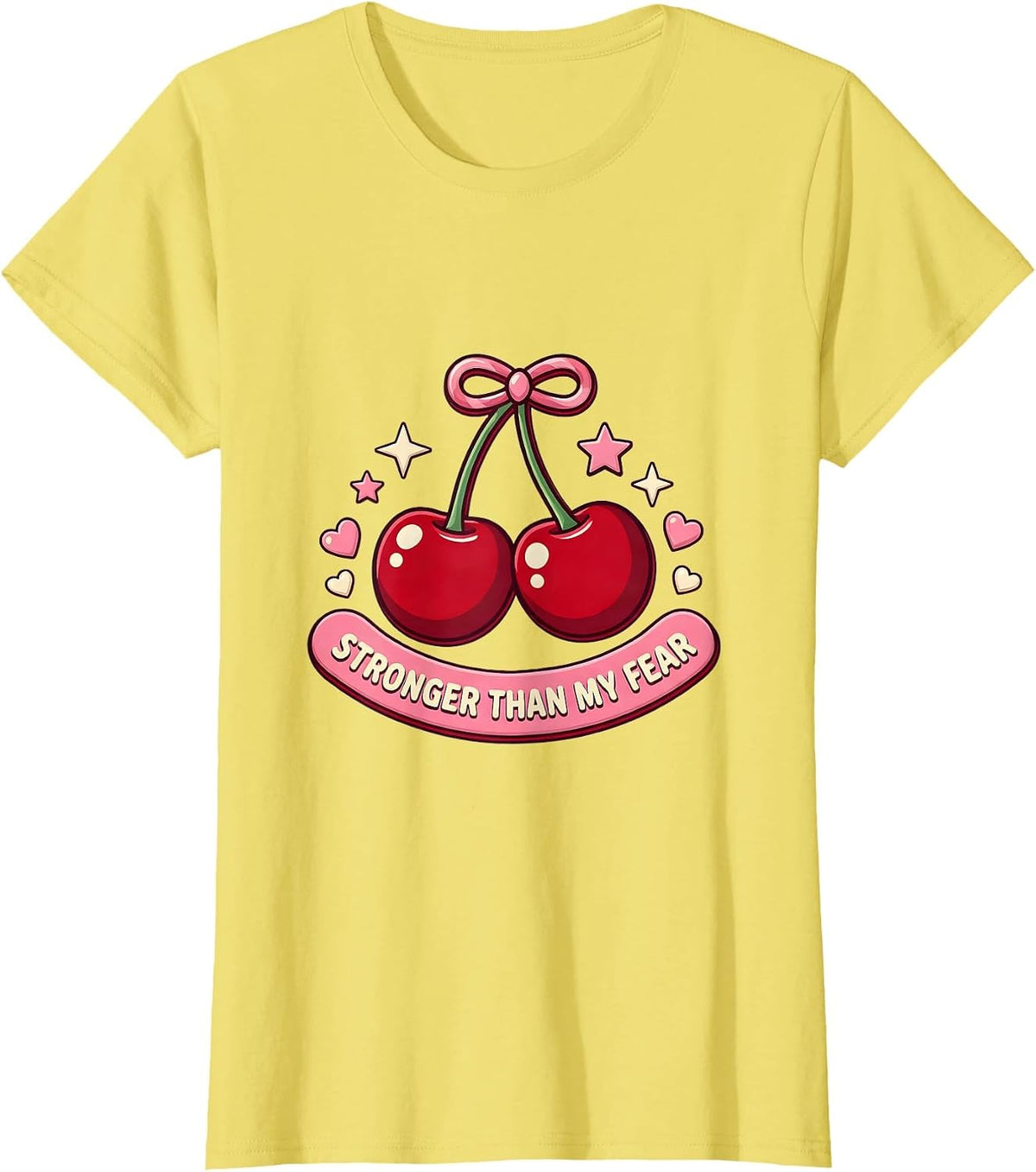 Women's Stronger Than My Fear Faith Over Fear Design T-Shirt - Lemon Yellow