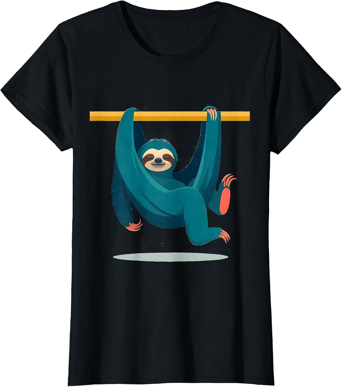 Women's Broad Sloth Hammock Funny Lazy Humor Novelty Gift T-Shirt - Black