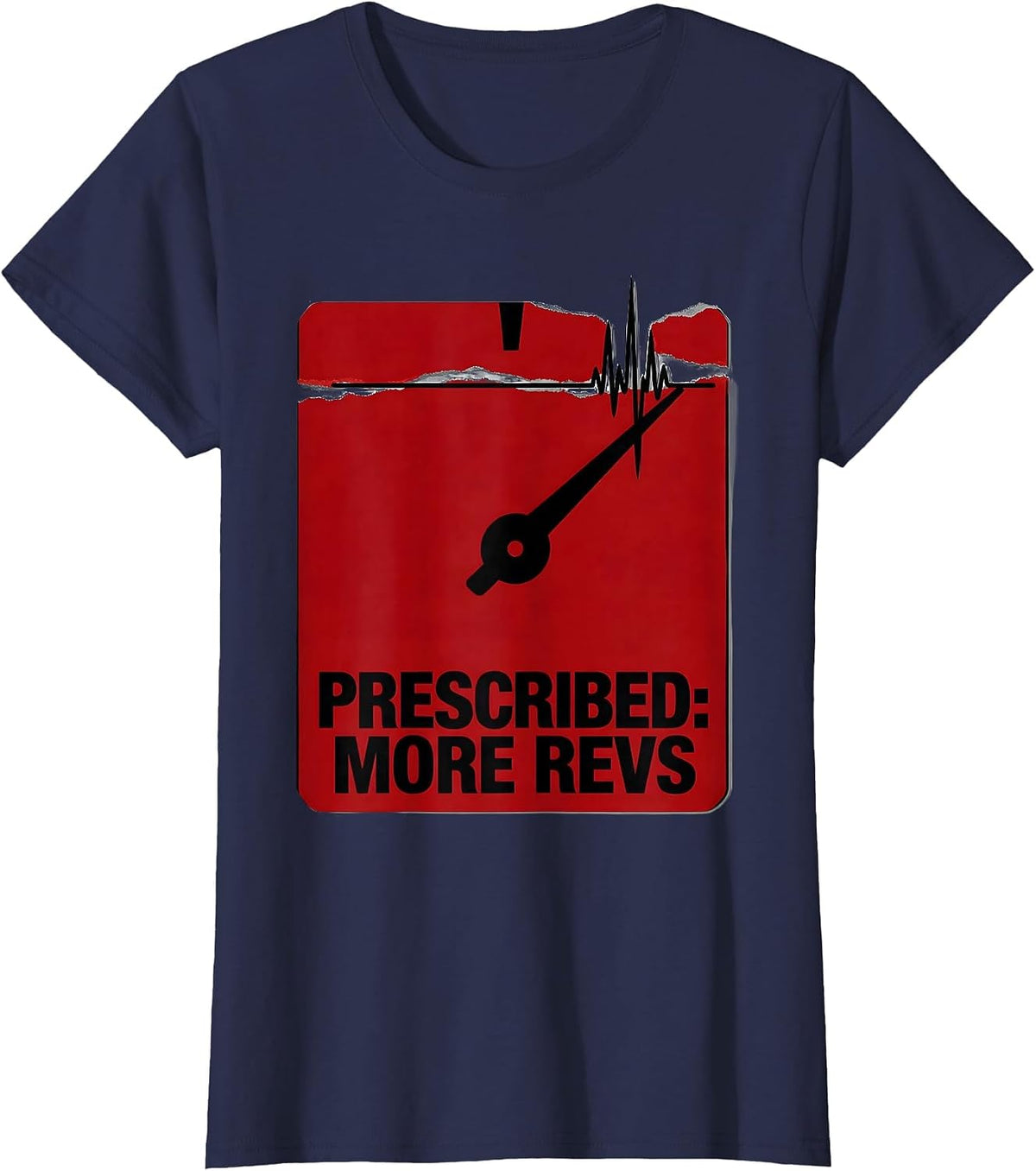 Women's More Revs Funny Car Guy Auto Mechanic Racing Enthusiast T-Shirt - Navy Blue