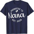 Promoted to Nana 2026 New Grandma Est 2026 Mothers Day T-Shirt - Navy Blue