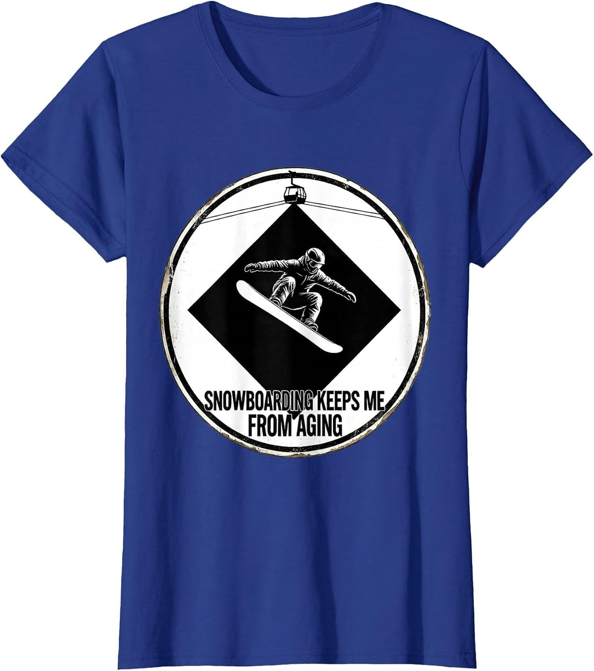 Women's Snowboarding Keeps Me From Aging Vintage Nostalgic T-Shirt - Royal Blue