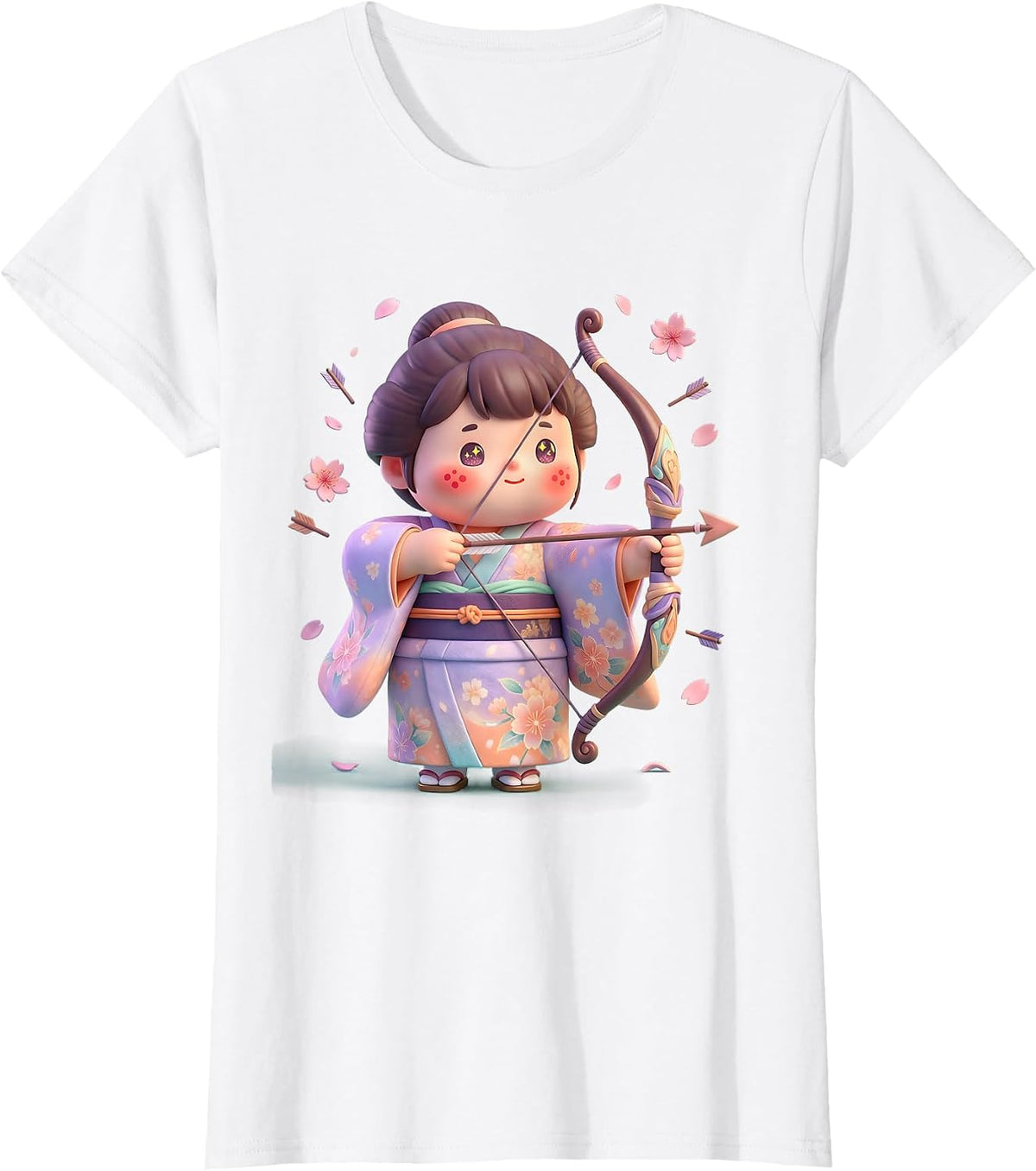 Traditional Japanese Archer Ceremonial Robes Design T-Shirt - White