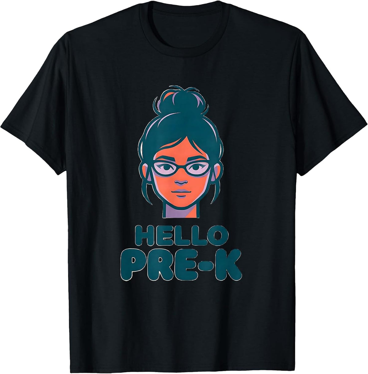 Men's Hello Pre-K Messy Bun Girl First Day of School T-Shirt - Black