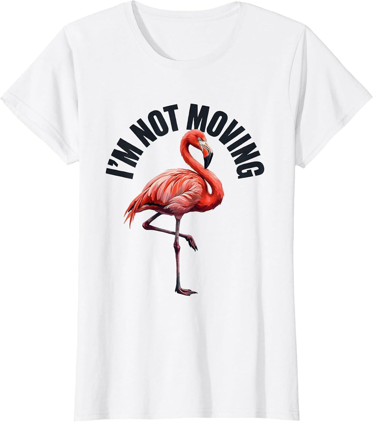 Women's I'm Not Moving Funny Flamingo Novelty Bird Lover Gift T-Shirt - White