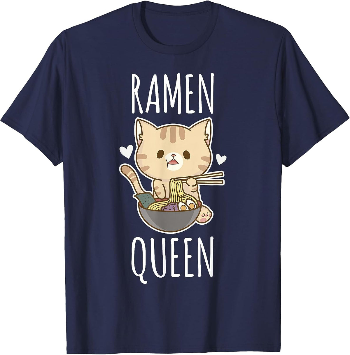 Ramen Queen - Cat Ramen Noodles T-Shirt - Navy Blue