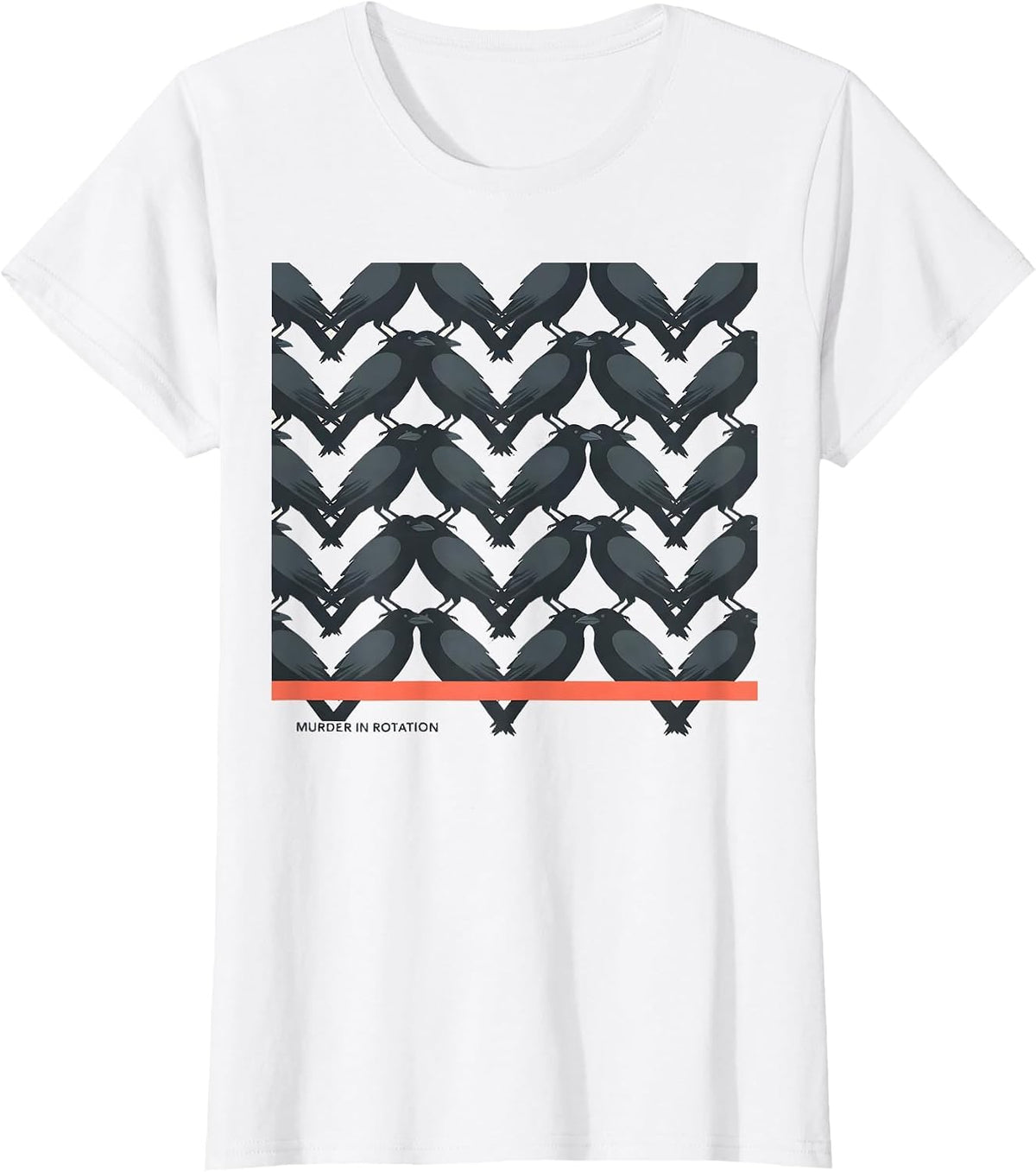 Women's Murder In Rotation Dark Humor Crow Raven Bird Lover Gift T-Shirt - White