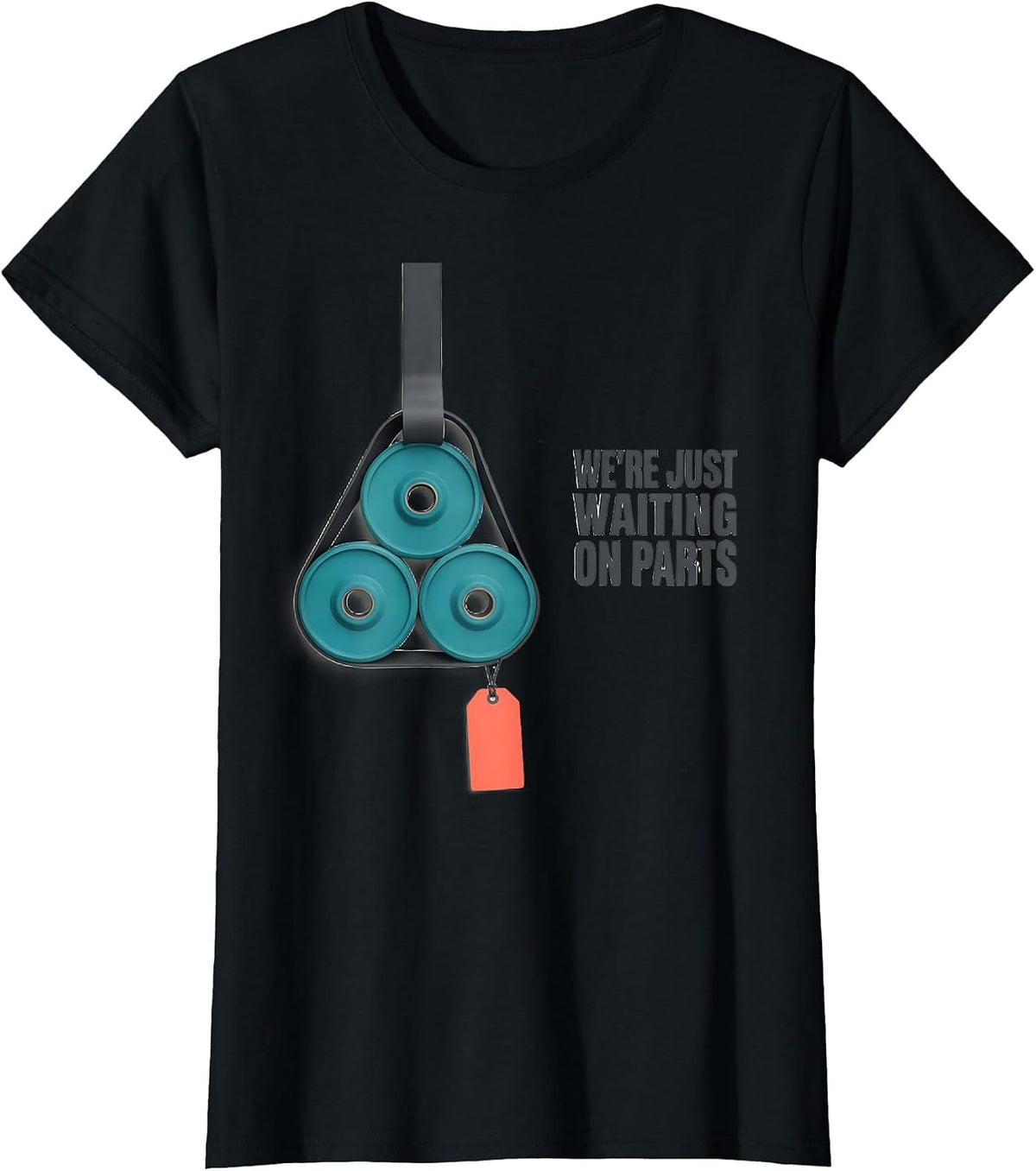 We're Just Waiting On Parts Funny Skeleton Mechanic Auto T-Shirt - Black